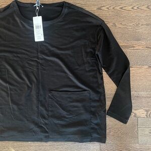 NWT Eileen Fisher Tencel Terry Ballet Neck Single Pocket Tunic Top Size XXS